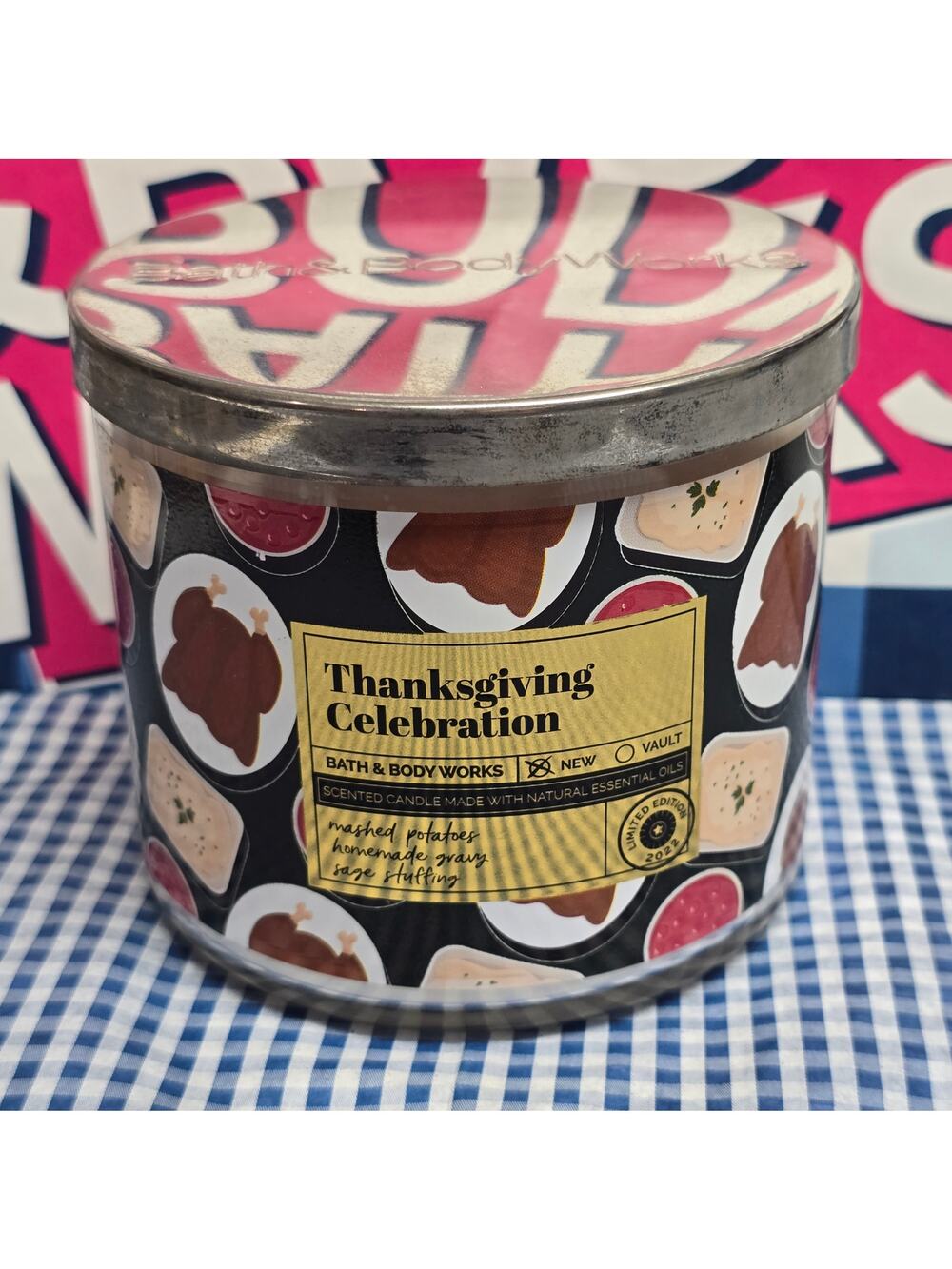 BBW Thanksgiving Celebration Color Changing Jar Large 3 Wick Candle Home Decor
